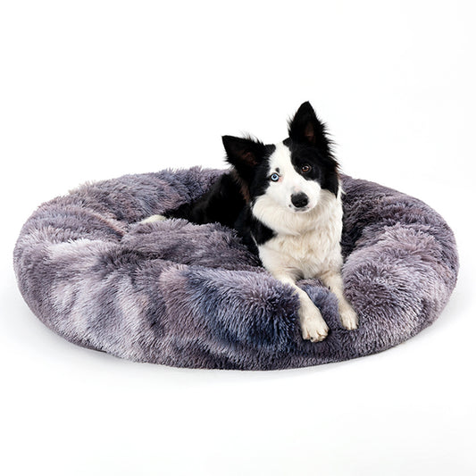 Calming Donut Dog Bed – Ultra-Soft Plush Nest for Deep Rest